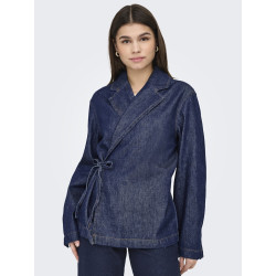ONLY Ellis Bow Tie Denim Jakke - Dark Blue Denim