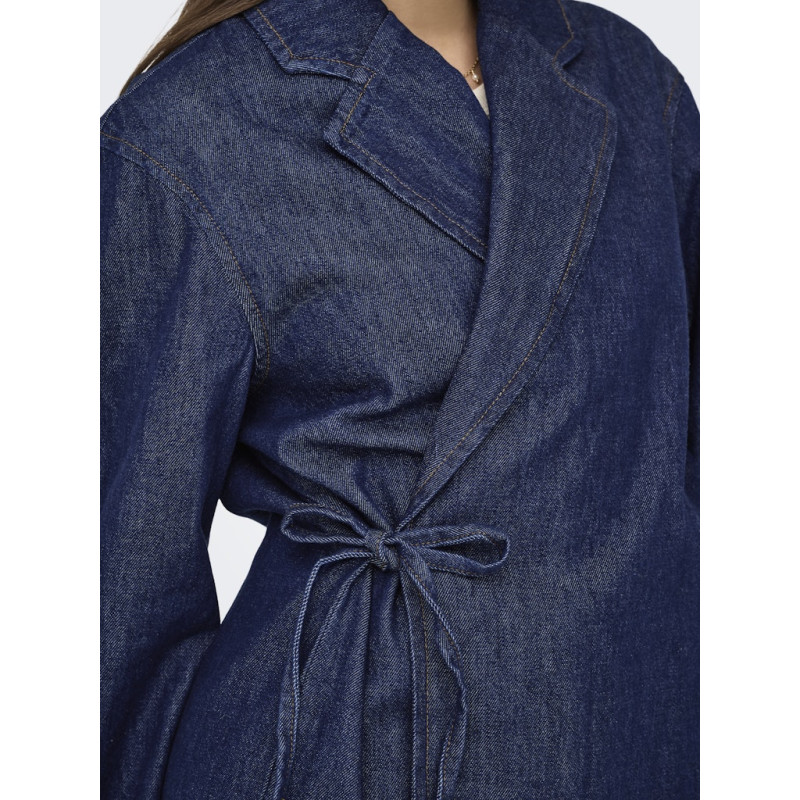 ONLY Ellis Bow Tie Denim Jakke - Dark Blue Denim
