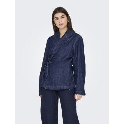 ONLY Ellis Bow Tie Denim Jakke - Dark Blue Denim