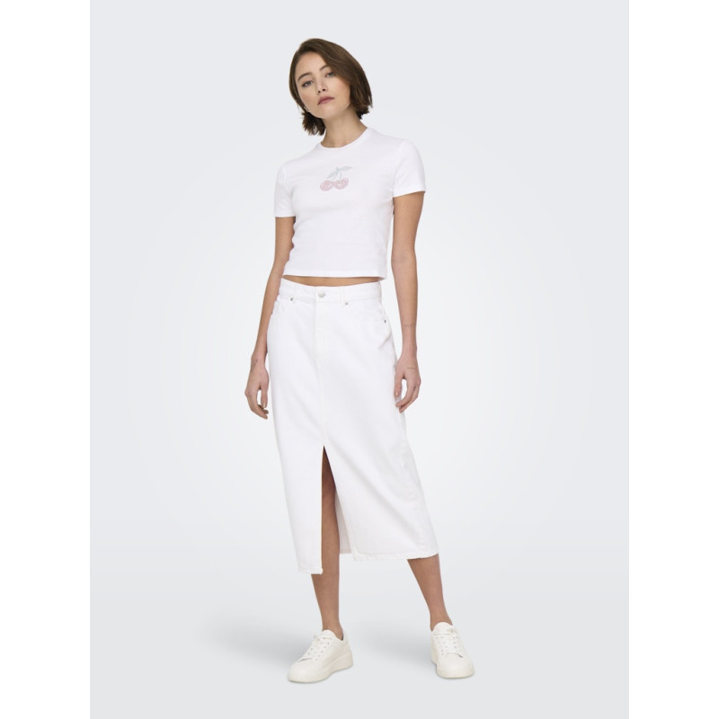 ONLY Bianca Midi Denim Nederdel - Hvid