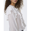 JDY Beth Frill Bluse - Cloud Dancer