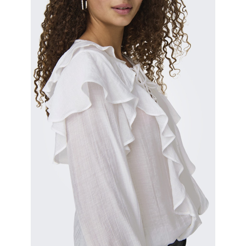 JDY Beth Frill Bluse - Cloud Dancer