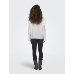 JDY Beth Frill Bluse - Cloud Dancer