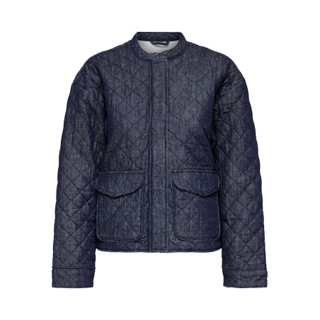 ONLY Hallie Quiltet Denim Jakke - Dark Blue Denim