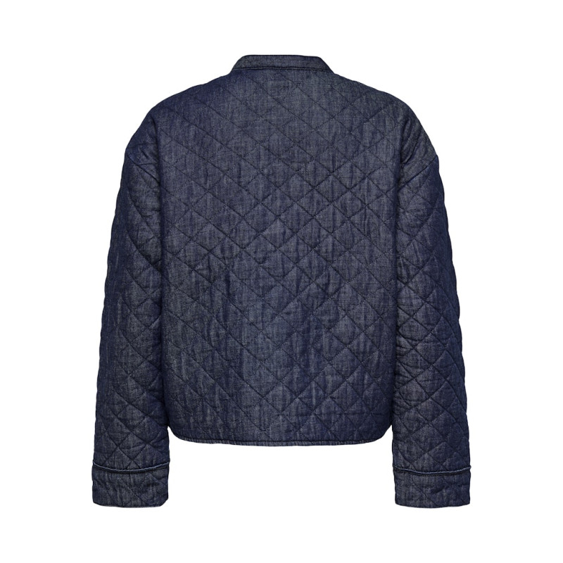 ONLY Hallie Quiltet Denim Jakke - Dark Blue Denim