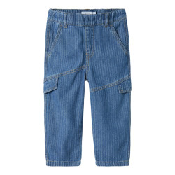 NAME IT MINI Ben Tap Stribede Jeans 3950 - Medium Blue Denim