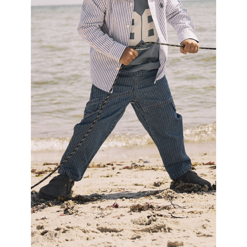 NAME IT MINI Ben Tap Stribede Jeans 3950 - Medium Blue Denim