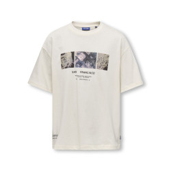 ONLY & SONS JUNIOR Snap Print T-Shirt - Tofu