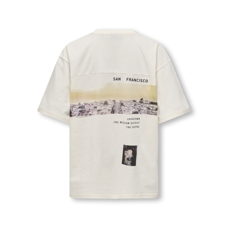 ONLY & SONS JUNIOR Snap Print T-Shirt - Tofu
