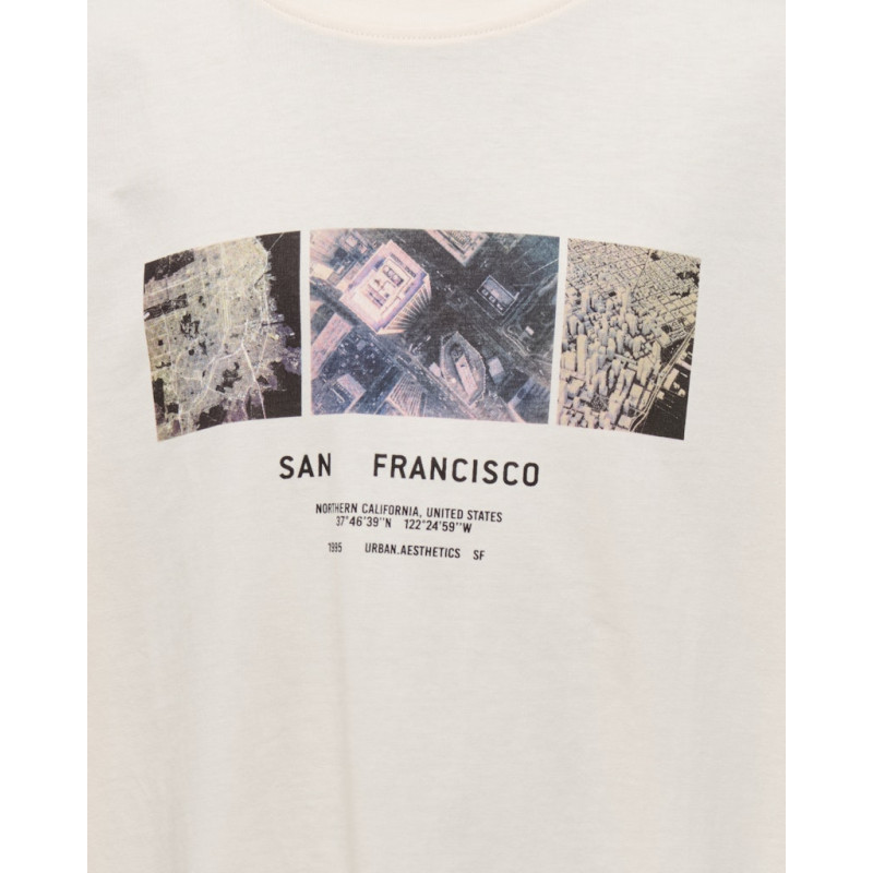 ONLY & SONS JUNIOR Snap Print T-Shirt - Tofu