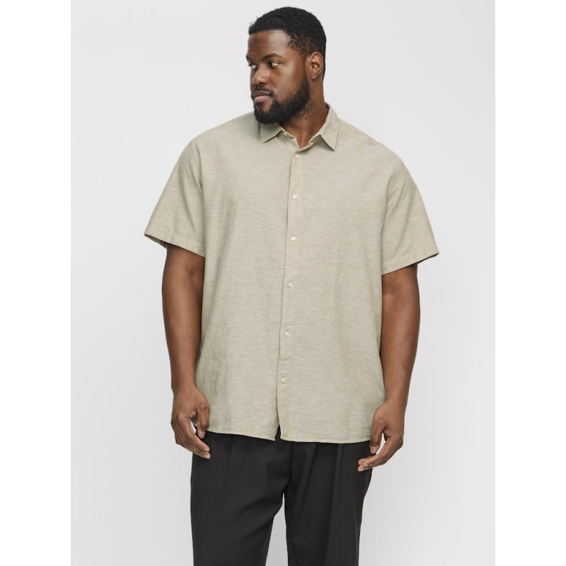 JACK & JONES PLUS Breeze Linen Blend Skjorte - Crockery