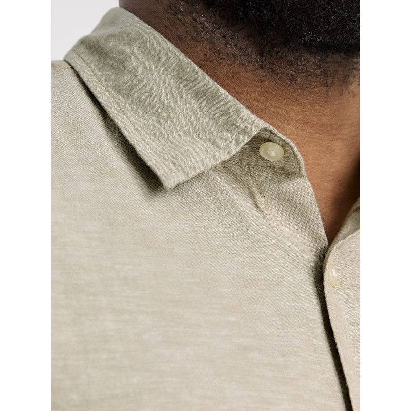 JACK & JONES PLUS Breeze Linen Blend Skjorte - Crockery