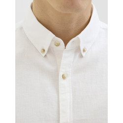 JJ REBEL Moss Sunny Hør Skjorte - Bright White