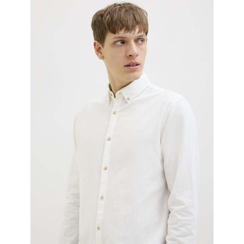 JJ REBEL Moss Sunny Hør Skjorte - Bright White