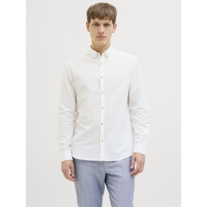 JJ REBEL Moss Sunny Hør Skjorte - Bright White