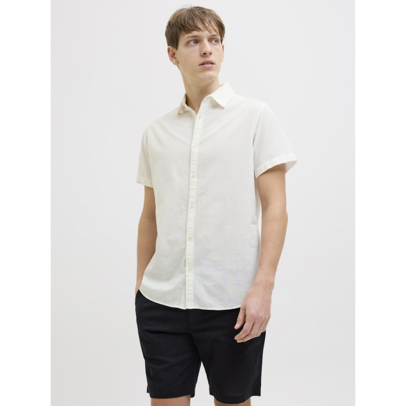 JJ REBEL Moss Sunny Hør Skjorte - Bright White