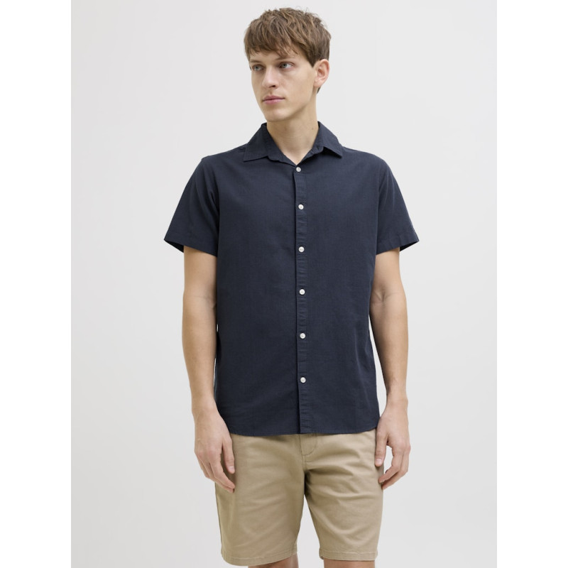 JJ REBEL Moss Sunny Hør Skjorte - Navy Blazer