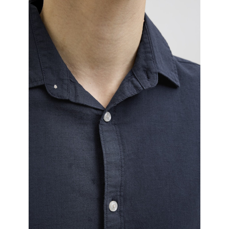 JJ REBEL Moss Sunny Hør Skjorte - Navy Blazer