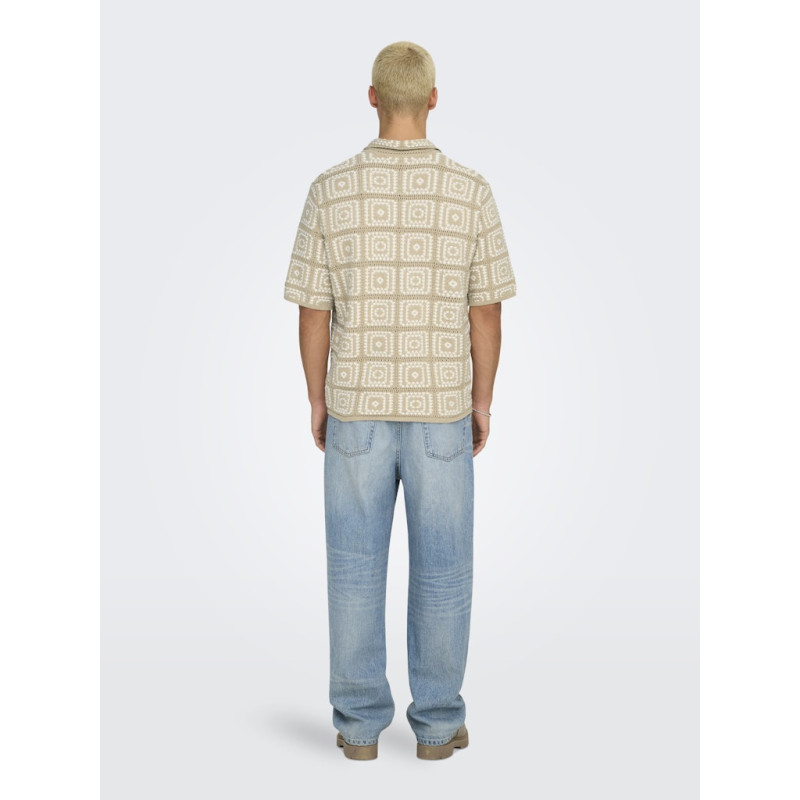 ONLY & SONS Bart Rlx 5 Strik Skjorte - Silver Lining