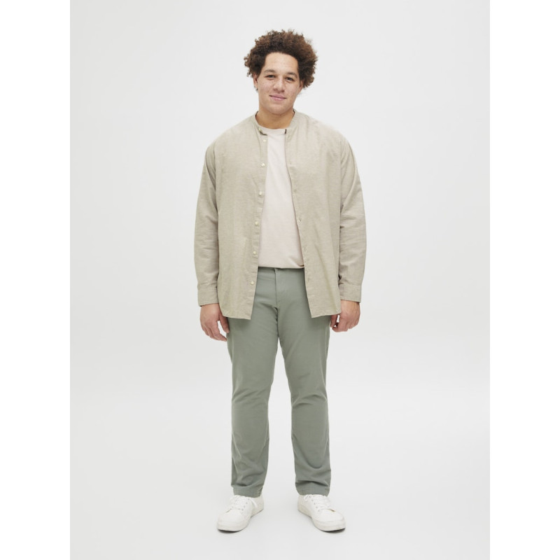 JACK & JONES PLUS Breeze Band Hør Skjorte - Crockery