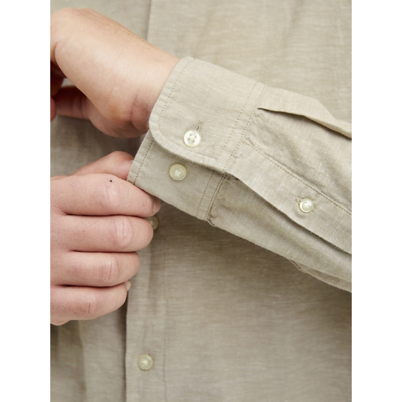 JACK & JONES PLUS Breeze Band Hør Skjorte - Crockery