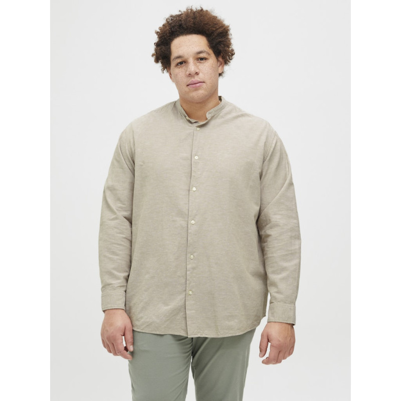 JACK & JONES PLUS Breeze Band Hør Skjorte - Crockery