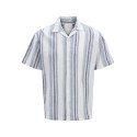 JACK & JONES PLUS Ccsummer Stripe Resort Hør Skjorte - Ashley Blue