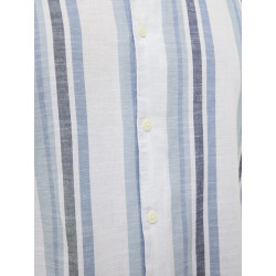 JACK & JONES PLUS Ccsummer Stripe Resort Hør Skjorte - Ashley Blue