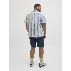 JACK & JONES PLUS Ccsummer Stripe Resort Hør Skjorte - Ashley Blue