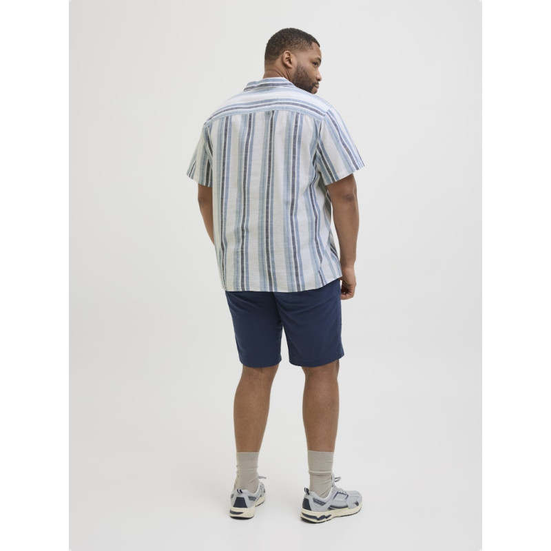 JACK & JONES PLUS Ccsummer Stripe Resort Hør Skjorte - Ashley Blue