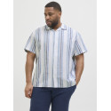 JACK & JONES PLUS Ccsummer Stripe Resort Hør Skjorte - Ashley Blue