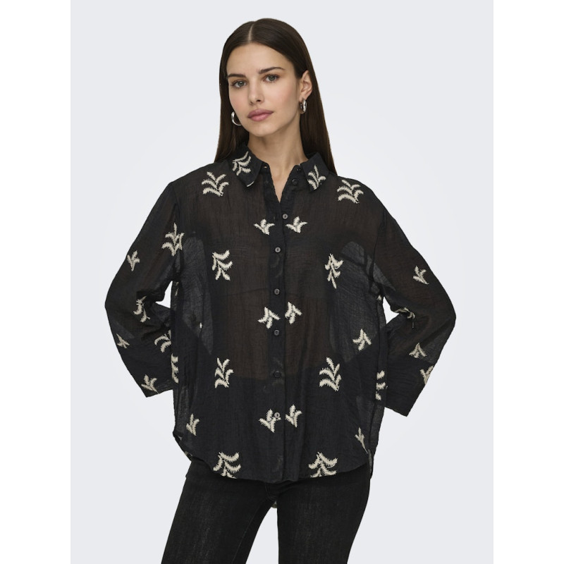 JDY Theo Broderet Skjorte - Sort