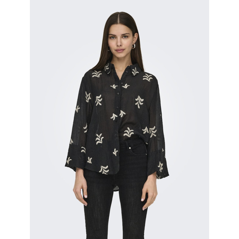 JDY Theo Broderet Skjorte - Sort