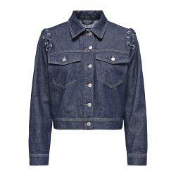 ONLY Elvira Cropped Denim Jakke - Dark Blue Denim