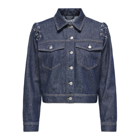 ONLY Elvira Cropped Denim Jakke - Dark Blue Denim
