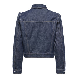 ONLY Elvira Cropped Denim Jakke - Dark Blue Denim