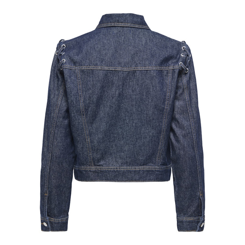 ONLY Elvira Cropped Denim Jakke - Dark Blue Denim