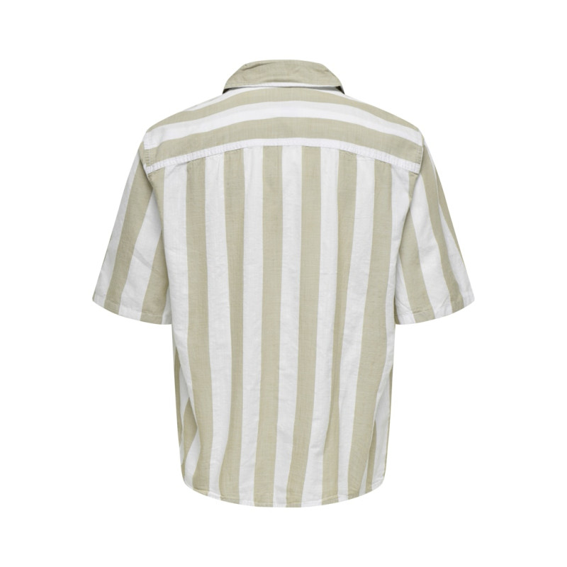 ONLY & SONS Tes Slub Stribet Skjorte - Chinchilla