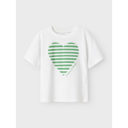 NAME IT KIDS Fesko T-Shirt - Bright White / Bright Green Heart