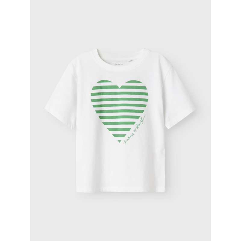 NAME IT KIDS Fesko T-Shirt - Bright White / Bright Green Heart