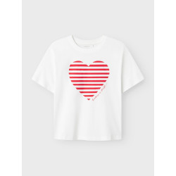 NAME IT KIDS Fesko T-Shirt - Bright White / Chinese Red Heart