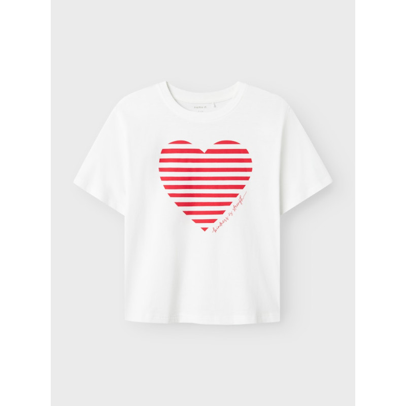 NAME IT KIDS Fesko T-Shirt - Bright White / Chinese Red Heart