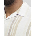 JACK & JONES PLUS Ccsummer Stripe Resort Hør Skjorte - Travertine
