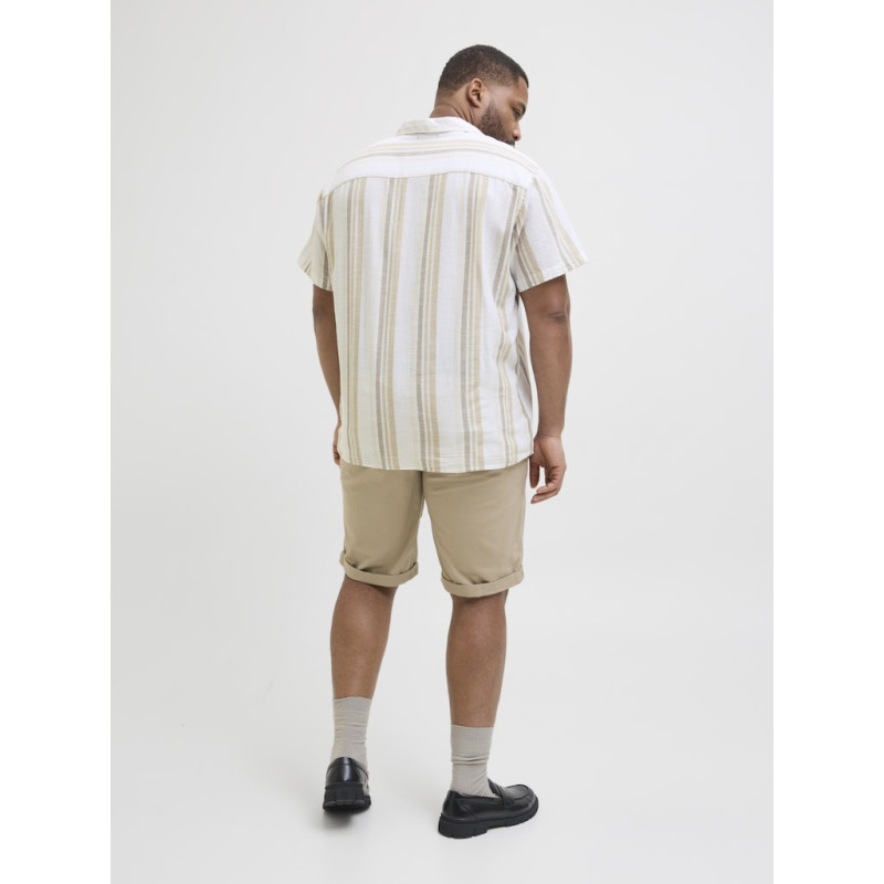 JACK & JONES PLUS Ccsummer Stripe Resort Hør Skjorte - Travertine