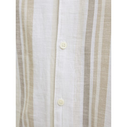 JACK & JONES PLUS Ccsummer Stripe Resort Hør Skjorte - Travertine