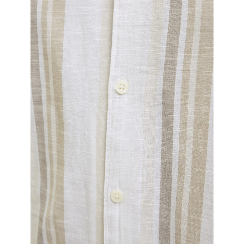 JACK & JONES PLUS Ccsummer Stripe Resort Hør Skjorte - Travertine