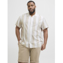 JACK & JONES PLUS Ccsummer Stripe Resort Hør Skjorte - Travertine