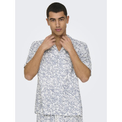 ONLY & SONS Dash Life Resort Skjorte - Cloud Dancer / Vintage Indigo