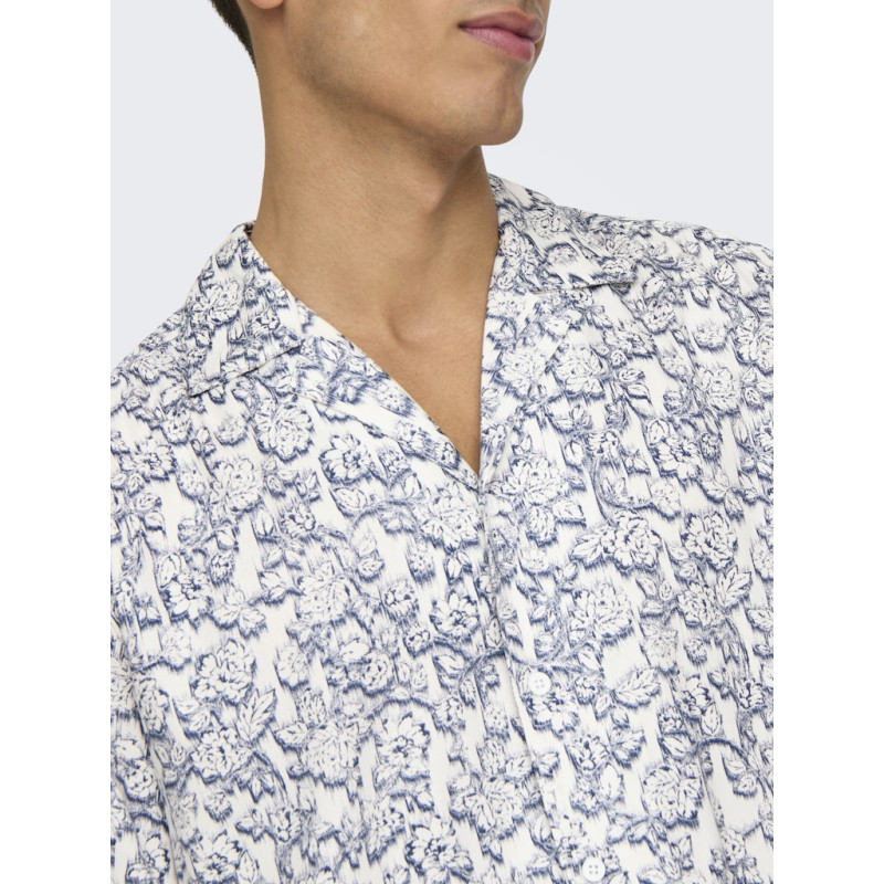 ONLY & SONS Dash Life Resort Skjorte - Cloud Dancer / Vintage Indigo