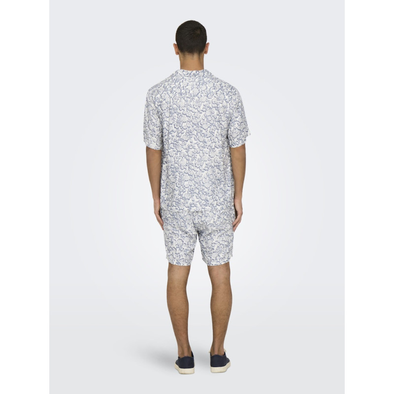 ONLY & SONS Dash Life Resort Skjorte - Cloud Dancer / Vintage Indigo